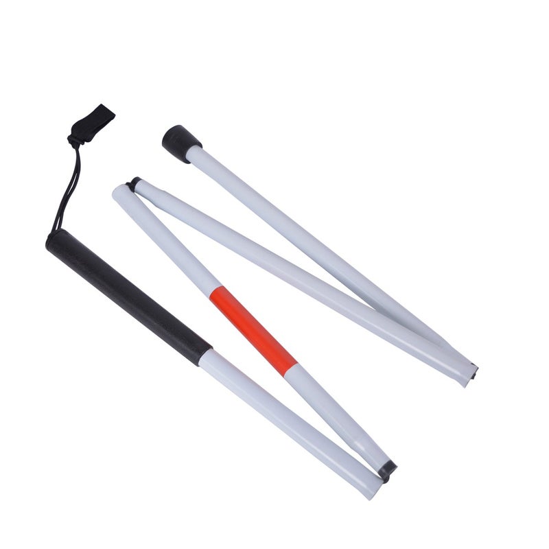 Baitaihem Folding Blind Cane Reflective Red Folding Walking Stick for Vision Impaired and Blind People - Image 1